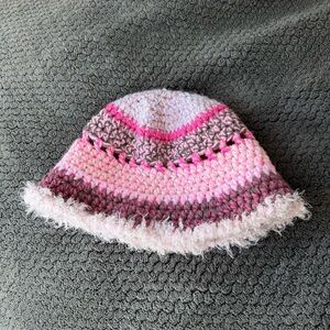 Pink Crochet Bucket Hat